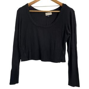 Universal Thread Women's Long Sleeve Crop Top Tee Black XL